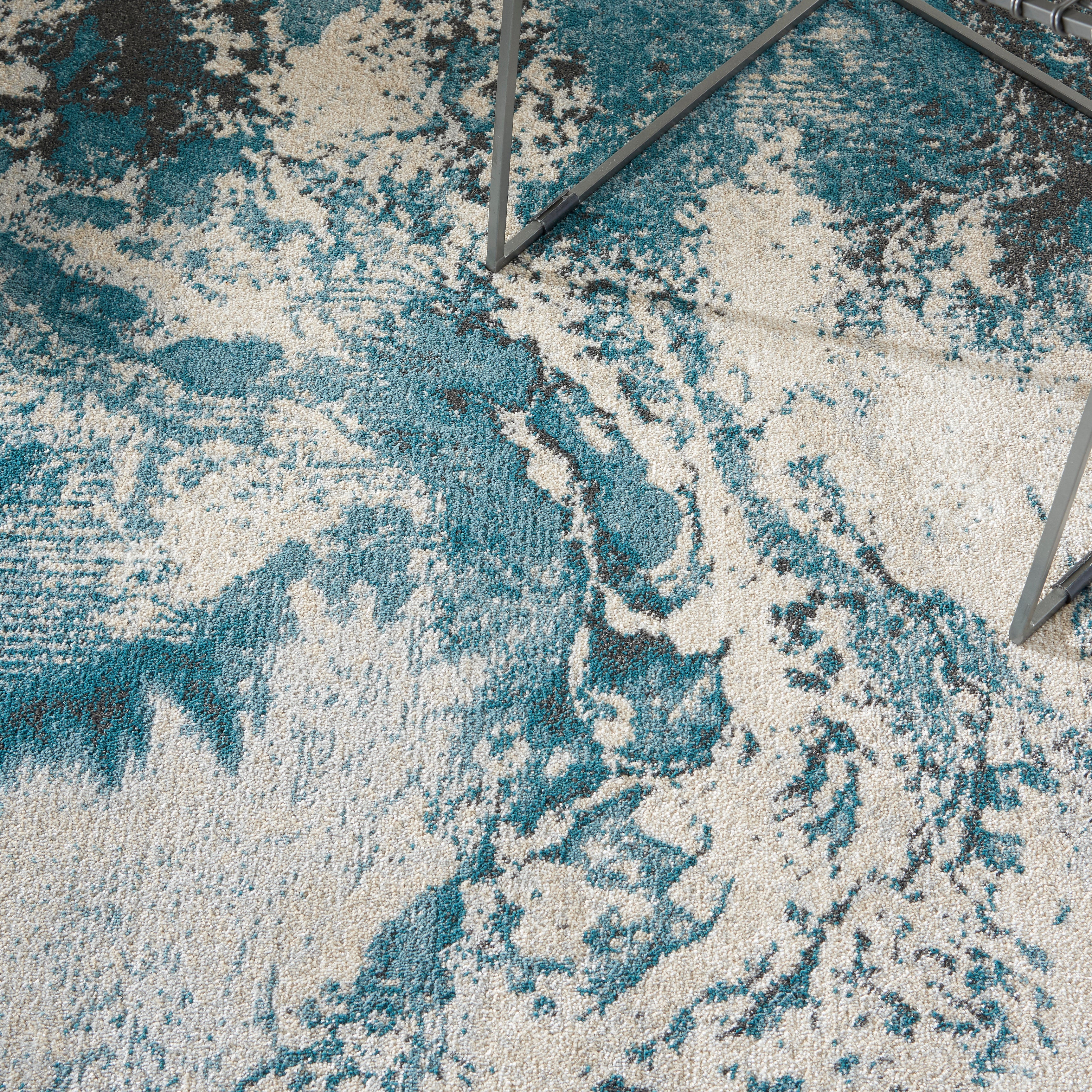 Nourison Maxell MAE08 Ivory Teal Rug